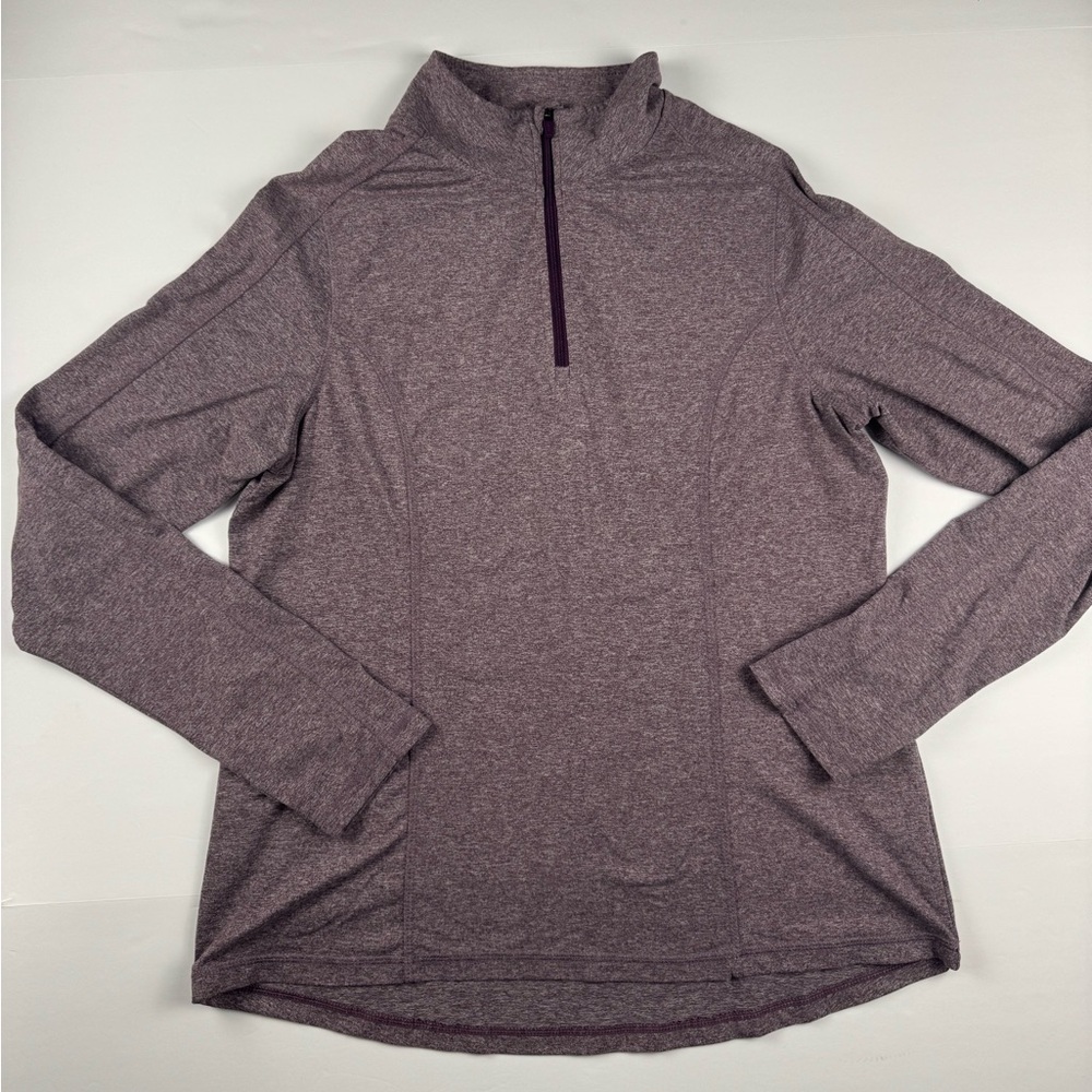 Jockey Heathered Purple Long Sleeve 1/4 zip pullover shirt size large